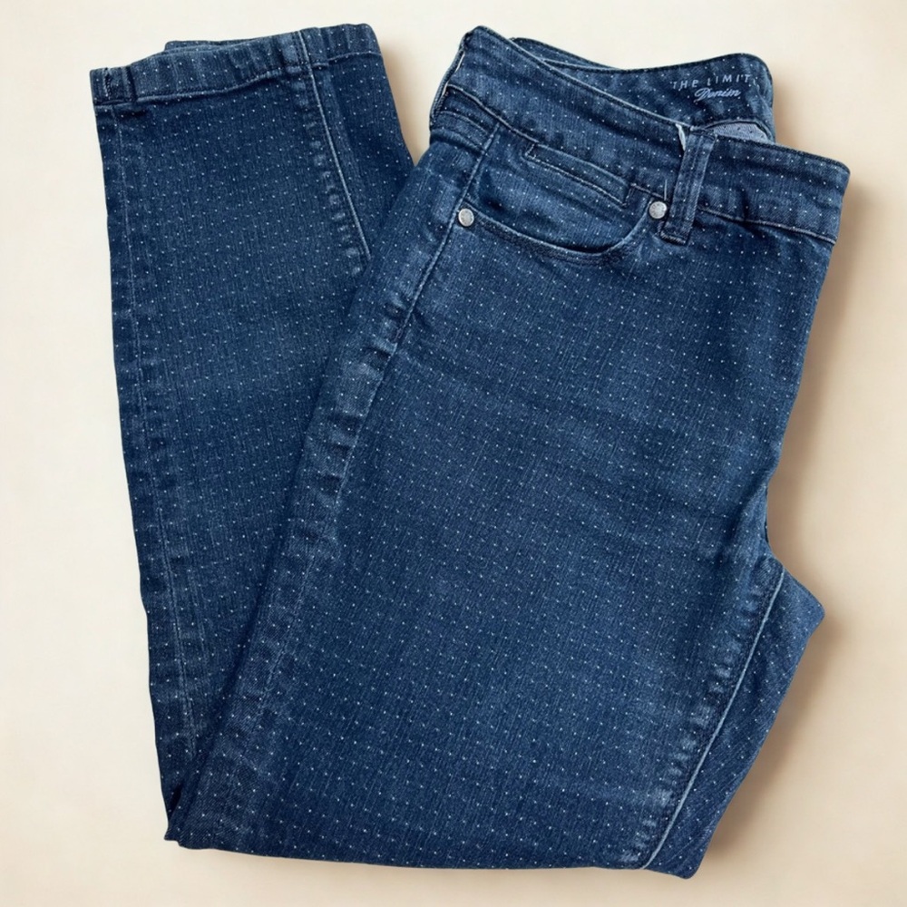 The Limited Blue Polka Dot Skinny Ankle 678 Jeans Classic Style